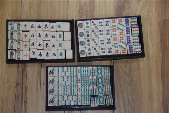 A Chinese mahjong set with lacquer case, Not Ivory but Ivorine